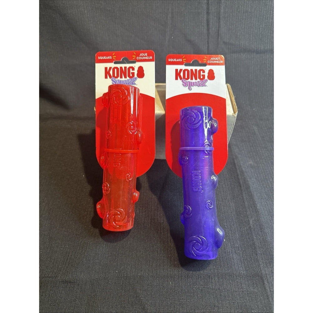 KONG Squeezz Stick Fetch Dog Toy - Purple And Green Lot Of 2  - M - BRAND NEW*